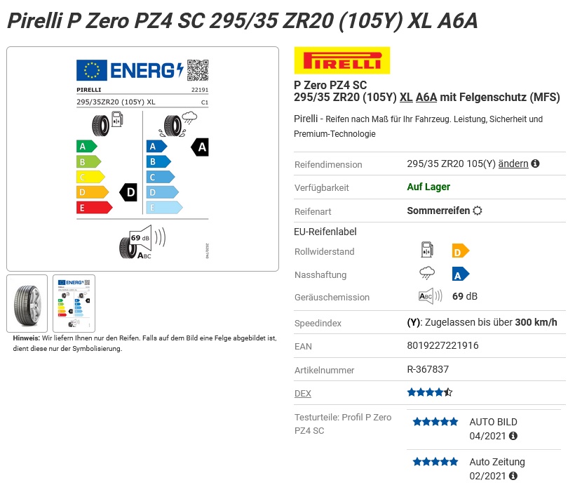 Pirelli P Zero PZ4 SC 295-35 ZR20 (105Y) XL A6A 22191.jpg